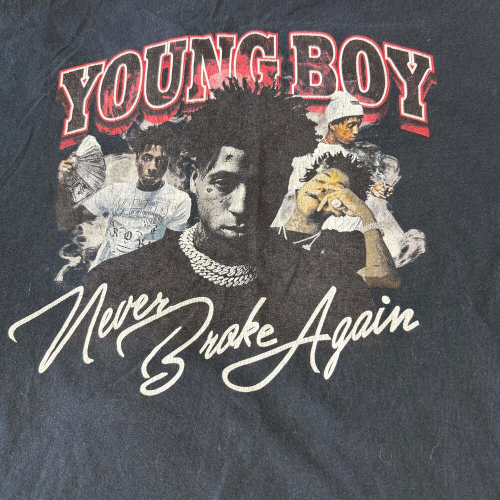 Young Boy Never Broke Again Collage Black Short Sleeve T-Shirt Adult Size L NEW